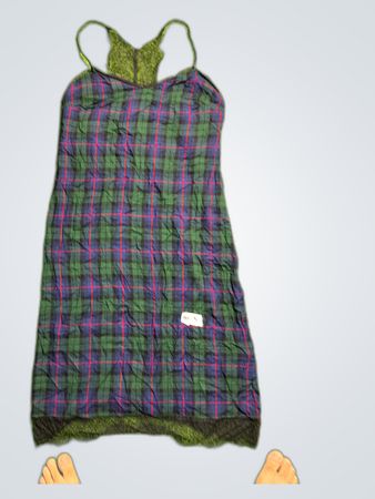 Zara TRF Plaid Lace Trim Mini Dress
