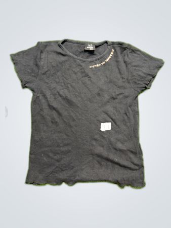 Gray Ribbed T-Shirt with 'LISTEN TO' Text
