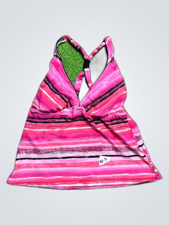 Pink Striped Halter Neck Swim Top