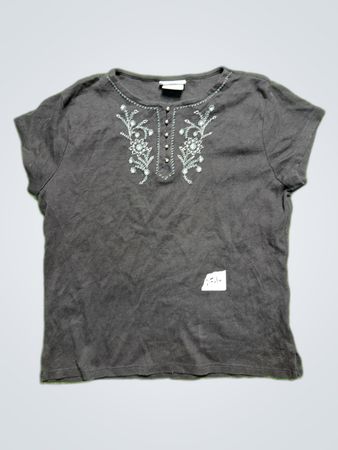 Pierre Cardin Embroidered Short Sleeve Blouse