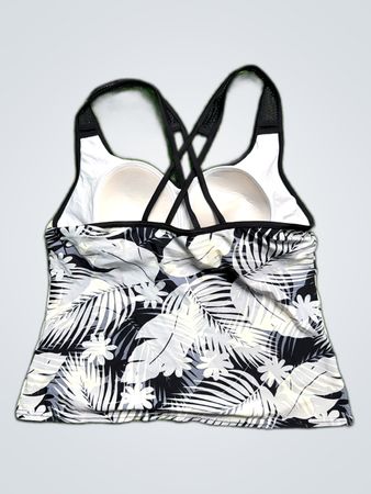 Black and White Floral Sports Bra