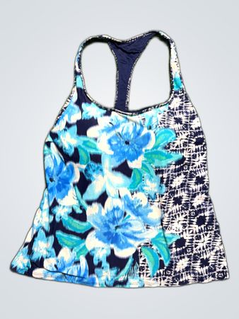 Blue Floral Tankini Swim Top