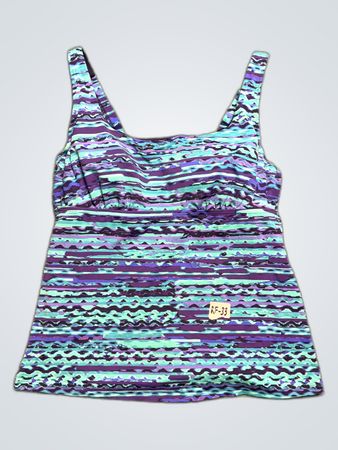 Lands' End Purple and Teal Striped Tank Top