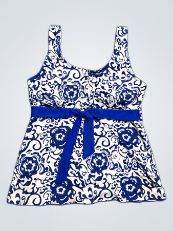 Blue and White Floral Romper