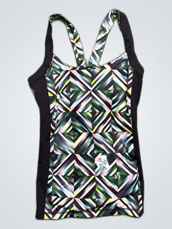 Women's Black and Multicolor Tank Top