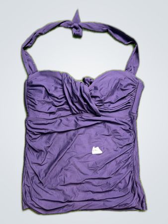 Blue Tie-Front Halter Top