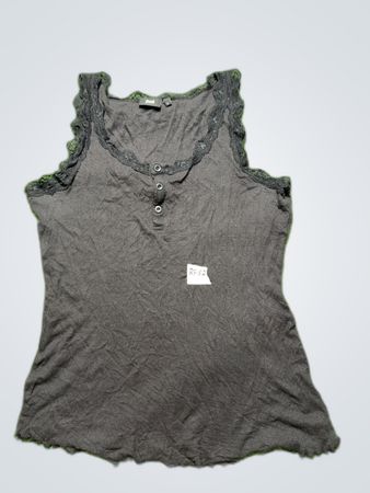 Gray Lace Trim Tank Top