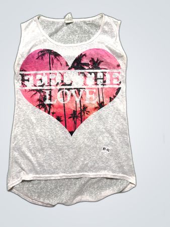 Gray Sleeveless Shirt with Heart Design