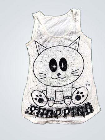 White Cat Graphic Tank Top