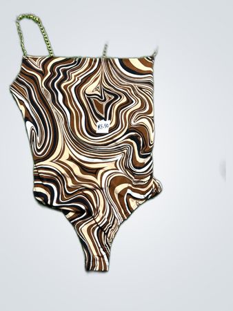 rue21 Wavy Print Chain Strap Bodysuit