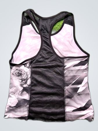 Black and White Floral Athletic Tank Top