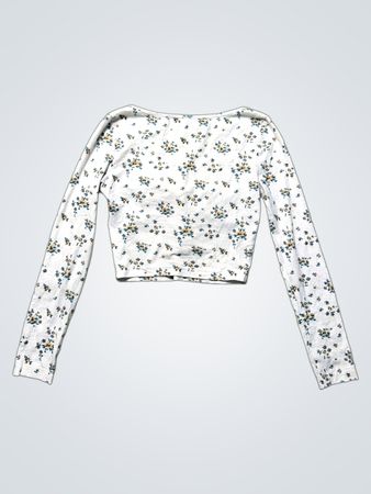 Floral Long Sleeve Crop Top