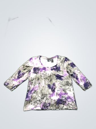 Chico's Purple Floral Long Sleeve Shirt