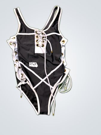 Black and White Lace-Up Monokini