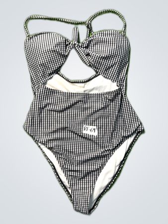 Black and White Gingham One-Piece Swimsuit