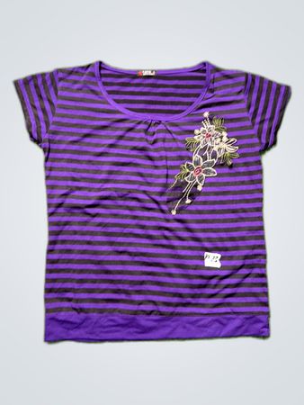 Purple and Black Striped T-Shirt