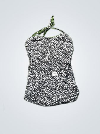 Women's Black and White Floral Halter Neck Swimsuit