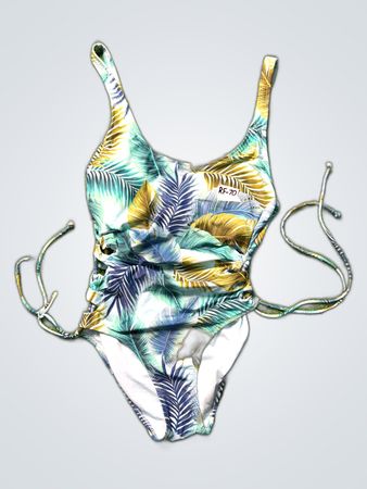 Sundflower Palm Leaf One-Piece Swimsuit