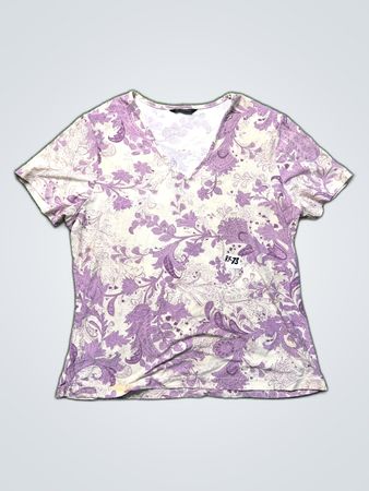 Dunnes Stores Purple Floral V-Neck T-Shirt