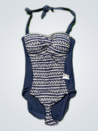 Merona Navy Blue and White One-Piece Swimsuit