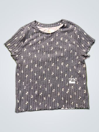 Wonder Nation Gray Floral Short Sleeve Shirt