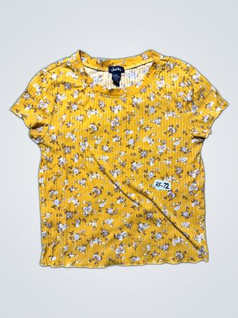 Justify Floral Ribbed Short-Sleeve Top