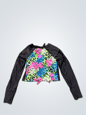 Long-Sleeve Rash Guard with Floral Pattern