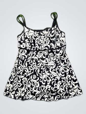 Great Lengths Black and White Floral Swim Dress