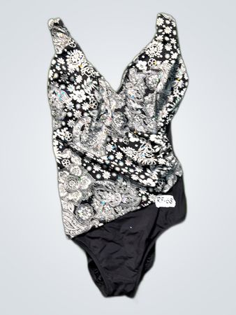 Longitu Women's Black and White Floral Monokini