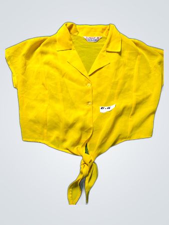 LYBIDO Yellow Tie-Front Shirt