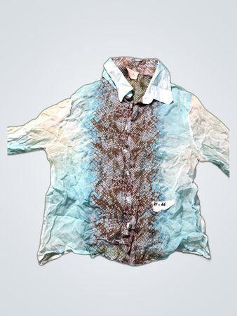Long-Sleeve Button-Down Shirt with Snakeskin Pattern