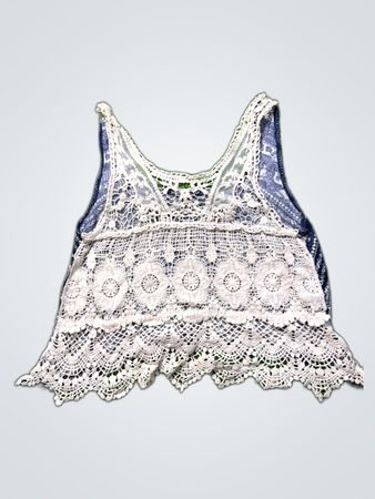 Blue and White Crochet Top