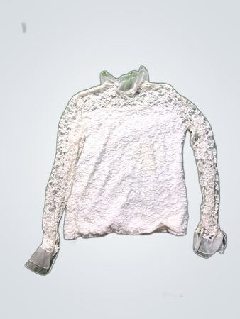 White Lace Ruffled Collar Blouse