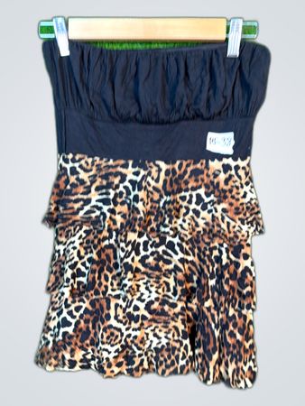 Wet Seal Leopard Print Ruffled Mini Skirt