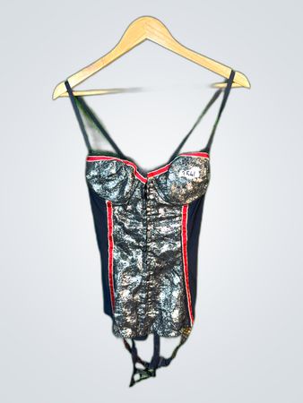 Black Bodysuit with Red Trim