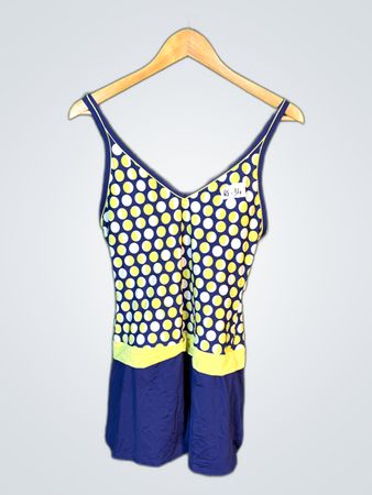 Blue and Yellow Polka Dot Swim Top