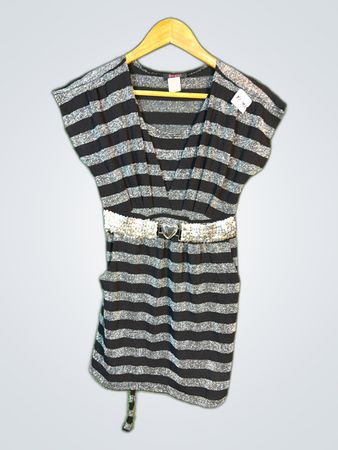 PINC PLUS Black and Gray Striped Dress