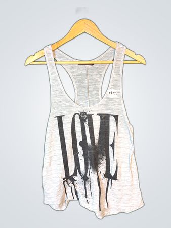 Gray Tank Top with Love Graphic