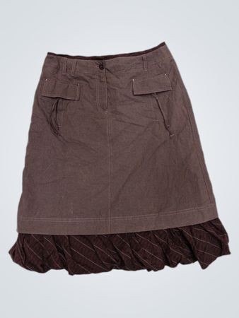 Bleu de SYM Brown Skirt with Ruffled Hem