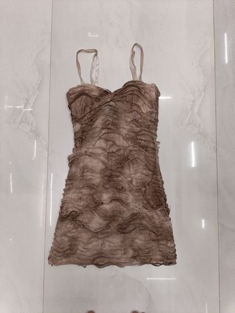 Braunes Rüschens Mini-Kleid
