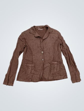 KEY-DI Damen brauner Leinenmischblazer Made in Italy