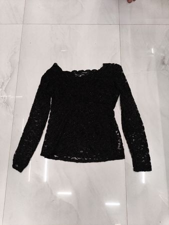Orsay Schwarzes Spitzen-Longsleeve-Top