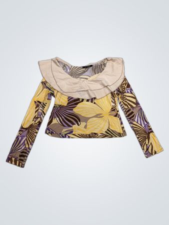 SUNDMAKER Damen Floral Print Langarmshirt mit Rüschensaum