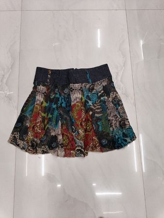 Bohemian Print Minirock mit Denim-Taillensaum