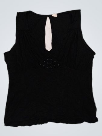 Schwarzes ärmelloses Top mit Blumenmuster