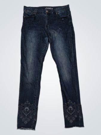 Koroshi Jeans Damen Verzierte Denim Jeans