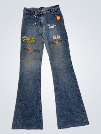 Denny Rose bestickte Schlagjeans