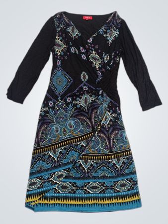 Derhy Women's Black Paisley Print Midi Dress