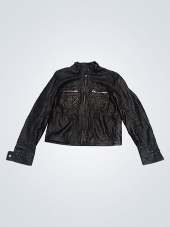 V Made in Italy schwarze Lederjacke