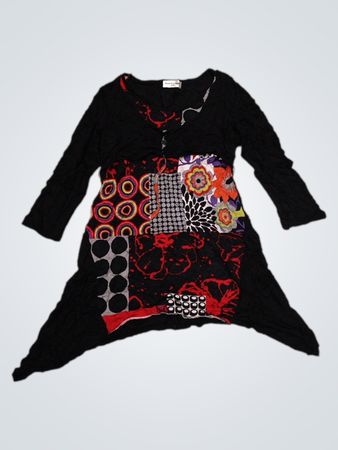 RENATTO BENE PARIS Patchwork Schwarze Tunika